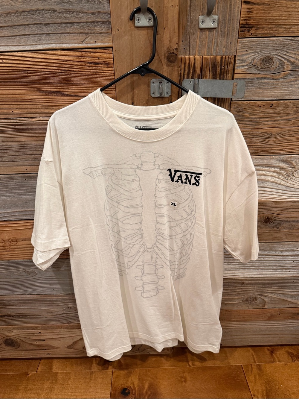 Vans Cream Short Sleeve Tee with Skeleton Graphic